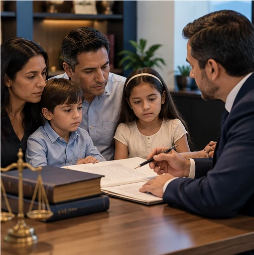 Familia con menores de edad dentro de una sucesión, servicio de abogados de sucesiones en Monterrey, Nuevo León